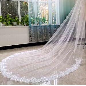 White Ivory Cathedral Wedding Veil